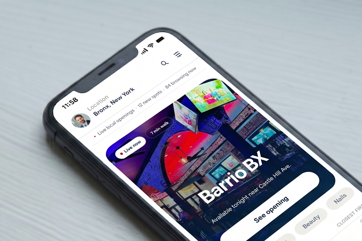 Xtraspots app showing a Bronx merchant — Barrio BX — listed live on the marketplace